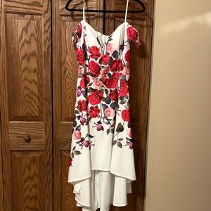 Rose Print High Low Dress